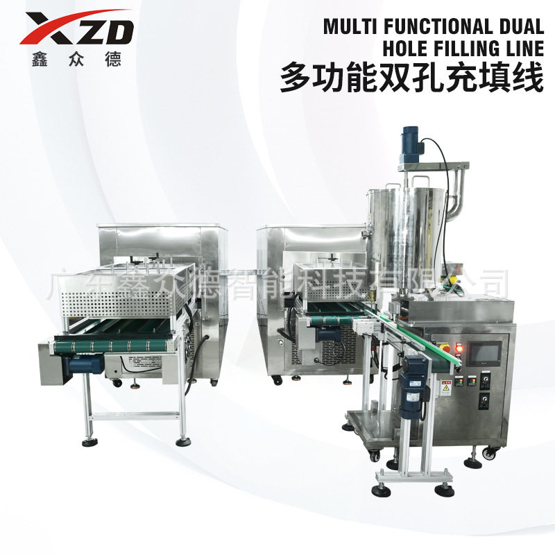 多功能双孔伺服控制活塞定量充填生产线全自动液体粉状物料填充机
