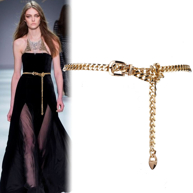 百搭风连衣裙子镂空链条ins皮带