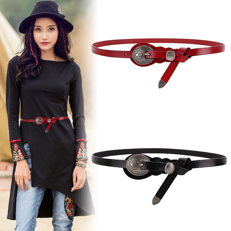 复古装饰细腰带女简约百搭民族风女士裙带时尚配连衣裙打结皮带