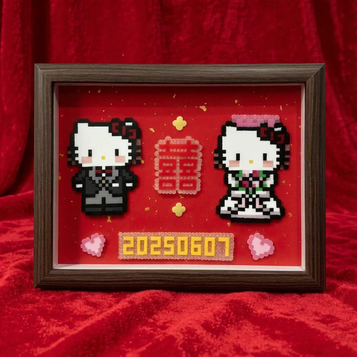 凯蒂猫喜字拼豆相框新婚礼物