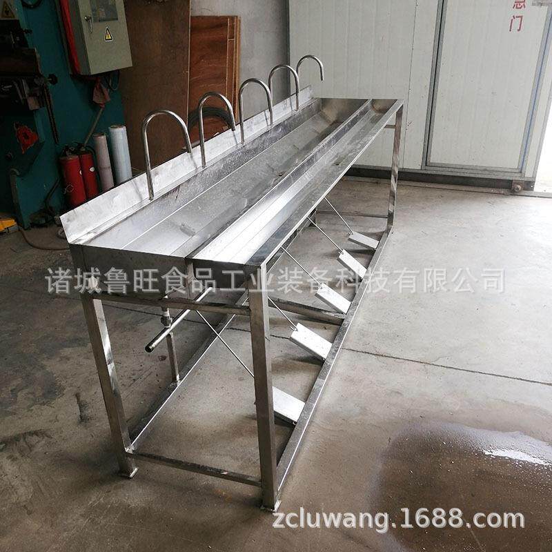 人多人洗手消毒池 脚踏式食品厂洗手消毒池 不锈钢洗手槽膝顶式