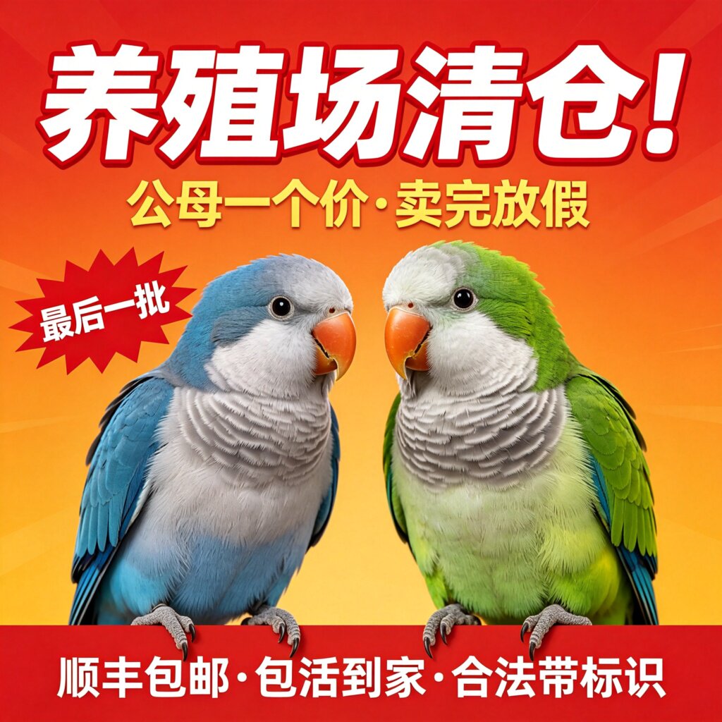 【最后一批】和尚鹦鹉活体手养蓝特种养殖鸟类宠物