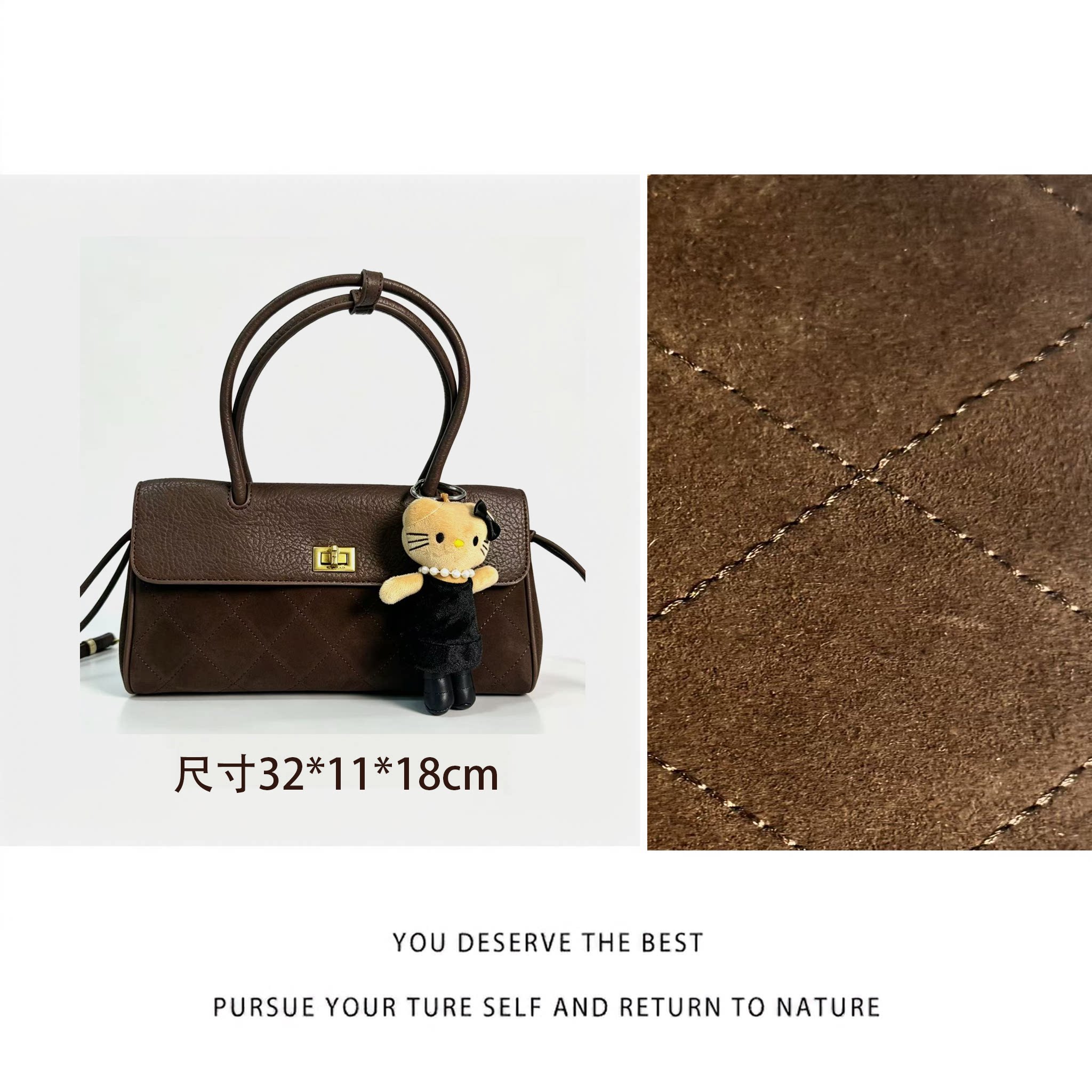 CC&Fashion-TF-5882-丝绒拿铁-原厂进口皮休闲百搭手提法棍包
