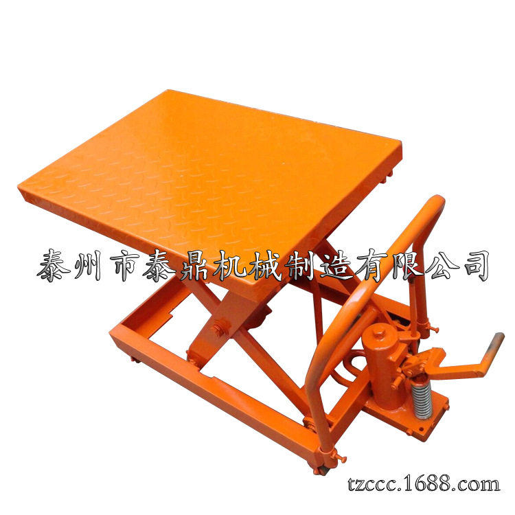 泰鼎手推工作平台脚踏式升降机液压升降工作车滚珠滚轴台车