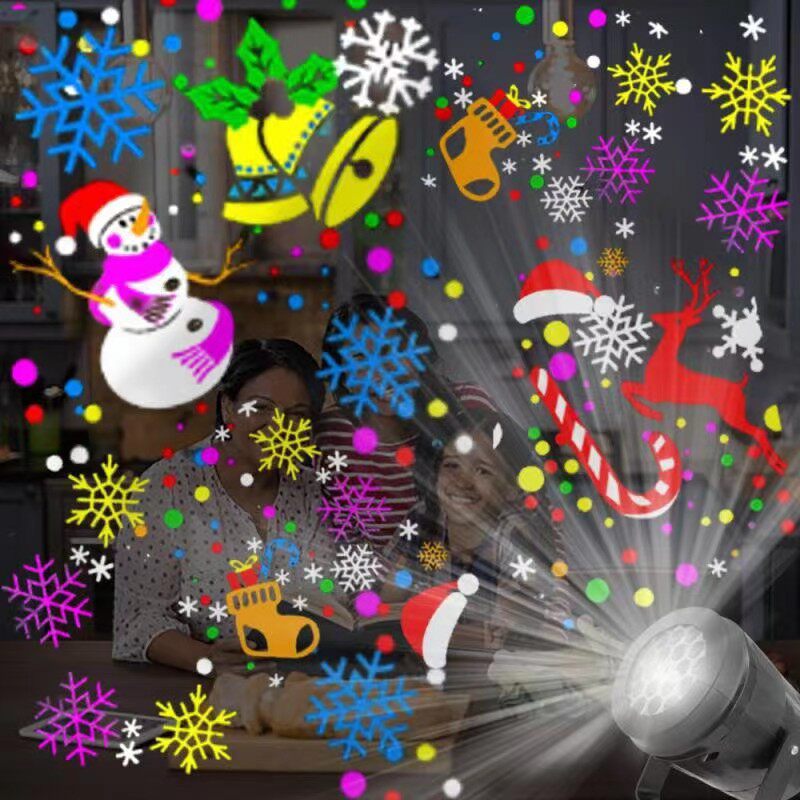 跨境新款 LED圣诞投影灯16图案高清投影仪氛围灯节日灯家用舞台灯