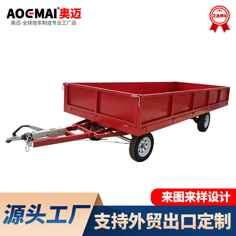 带转盘物流转运带护栏平板拖车厂内中转牵引车国外物料运输车
