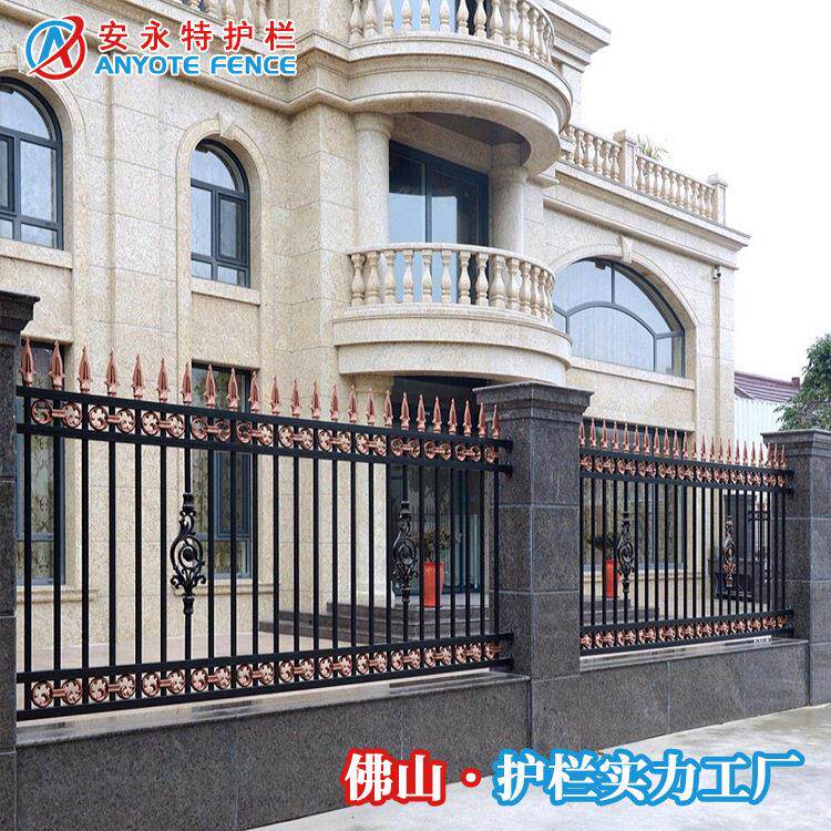 东莞厂区围墙栏杆三横杆锌钢护栏铁艺栅栏装配式围挡围栏可定制