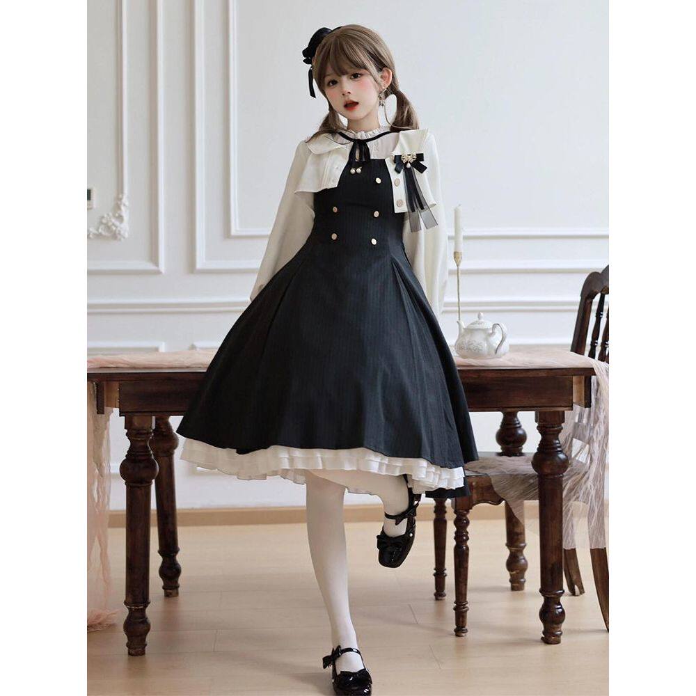 星象调查员 Lolita洛丽塔 外搭开衫+八片裁拼色jsk套装裙连衣裙女