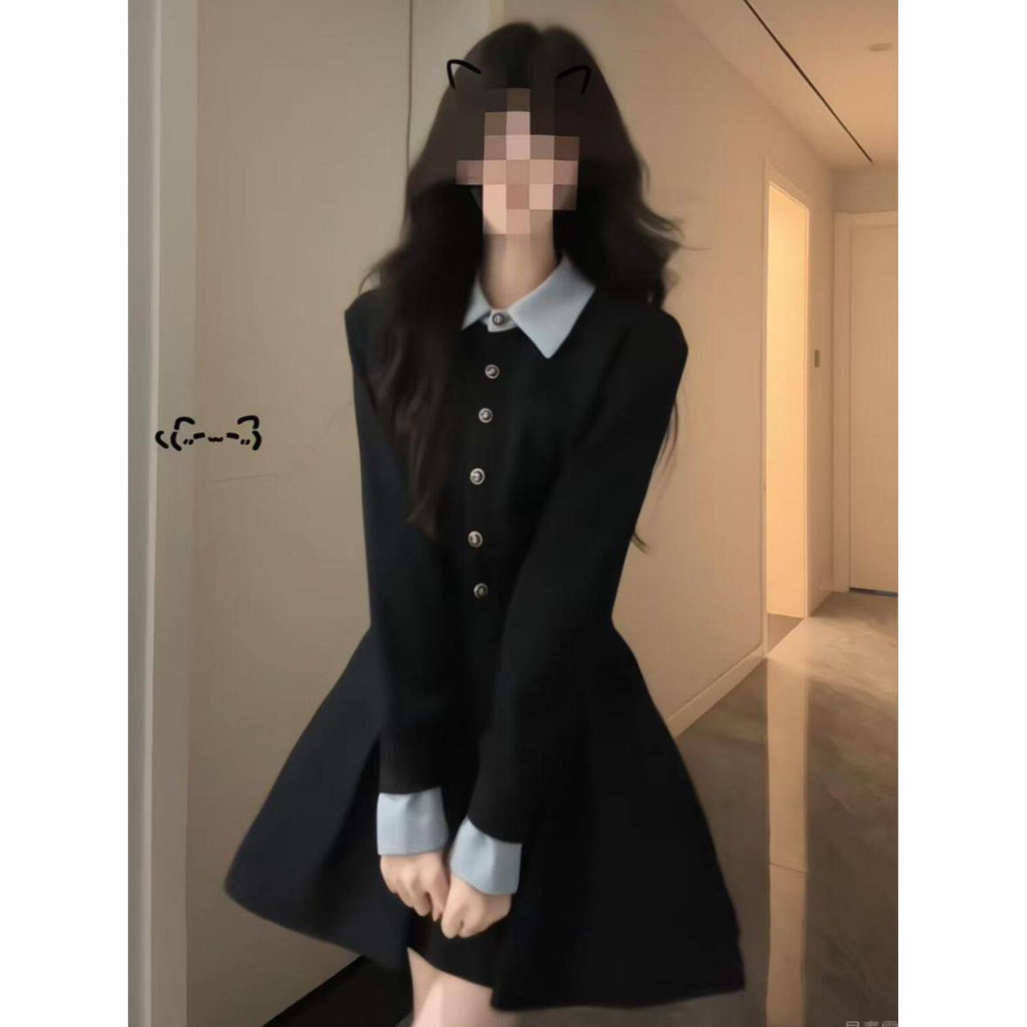 朝暮来信 韩系甜美学院风翻领短款上衣+半裙新款收腰显瘦套装