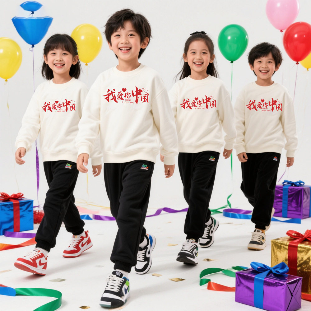 我爱中国儿童卫衣红歌大合唱演出服秋冬小学生班服元旦表演活动服