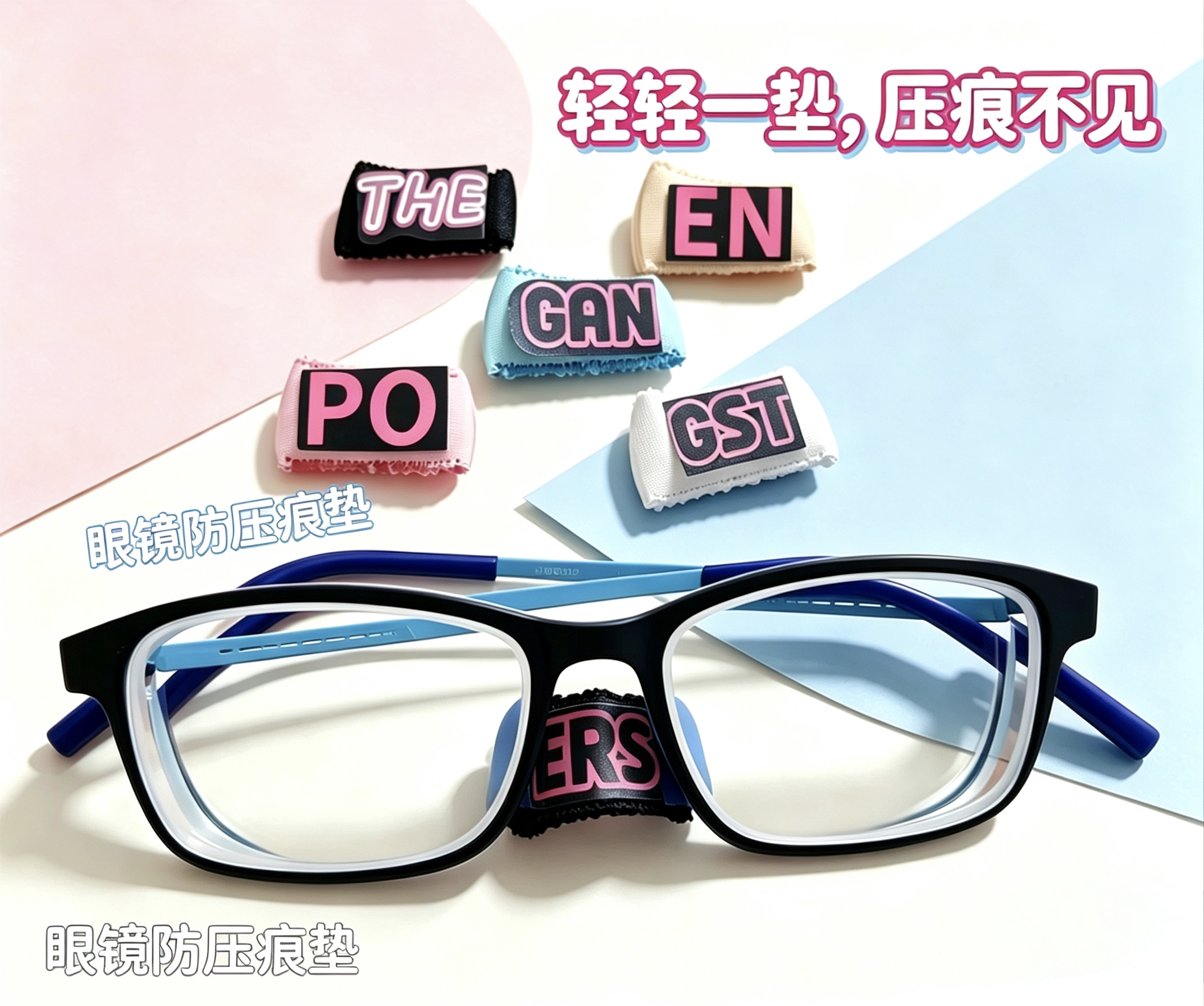 眼镜鼻托垫防压痕海绵鼻垫 柔软减压眼镜鼻梁防滑垫多色装饰款