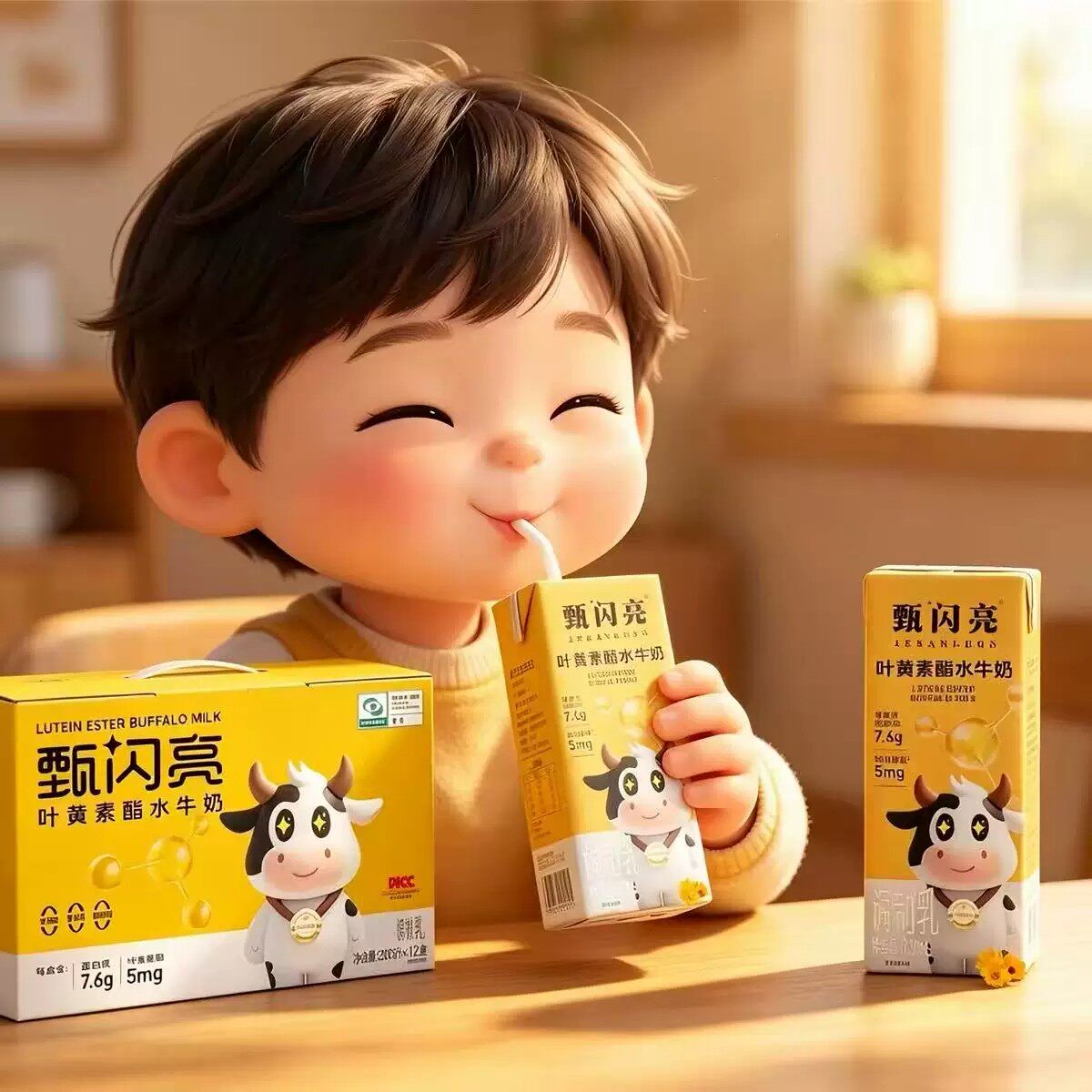 【品质甄选】甄闪亮牛奶学生奶叶黄素酯纯牛奶亮眼早餐营养12瓶装