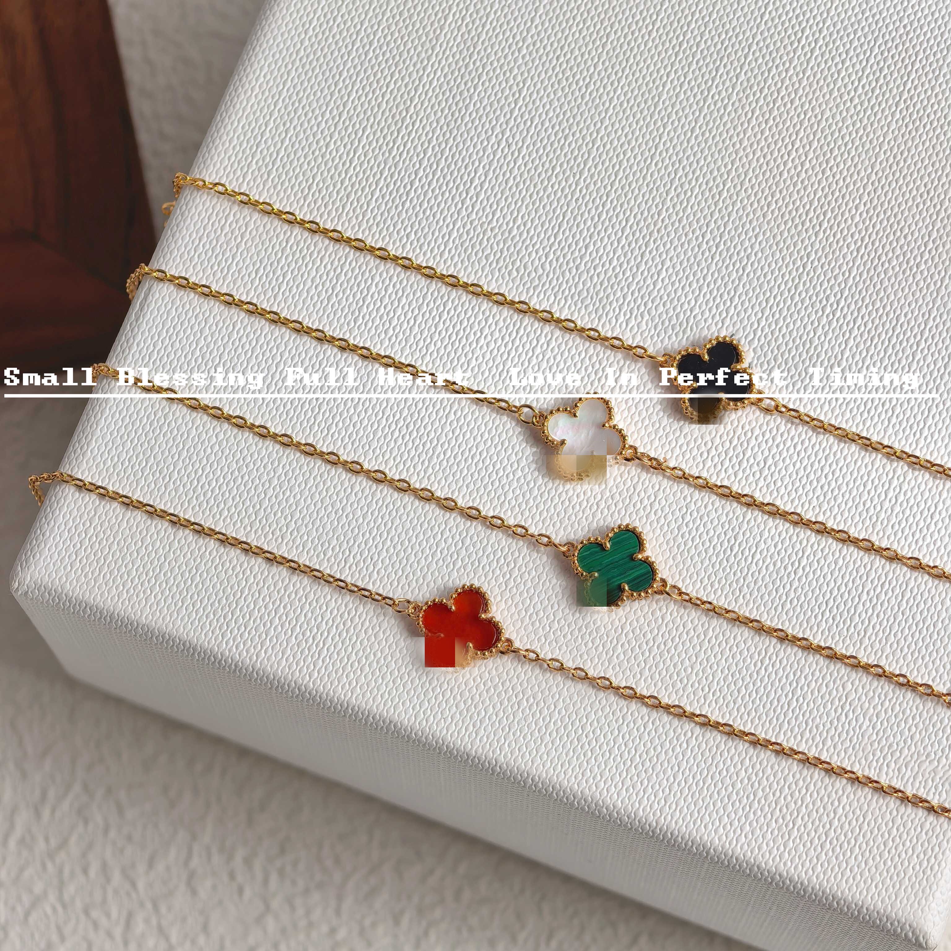 S925银四叶草贝母玛瑙手链百搭