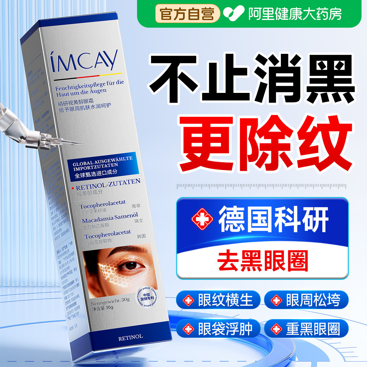 视黄醇眼霜抗皱衰紧淡化细纹黑眼提老去拉眼致神器官方正品袋圈