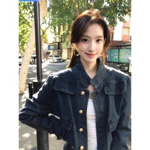 美式复古短款牛仔外套女