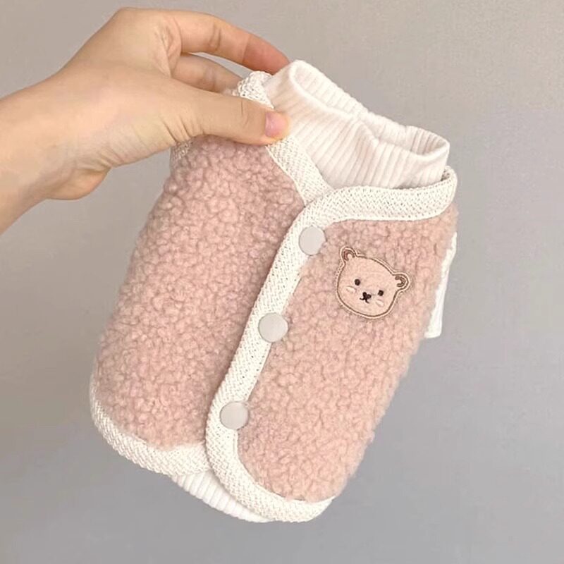 日韩可爱秋冬季狗狗小熊背心马甲打底衫两件套猫咪绒衣宠物狗衣服