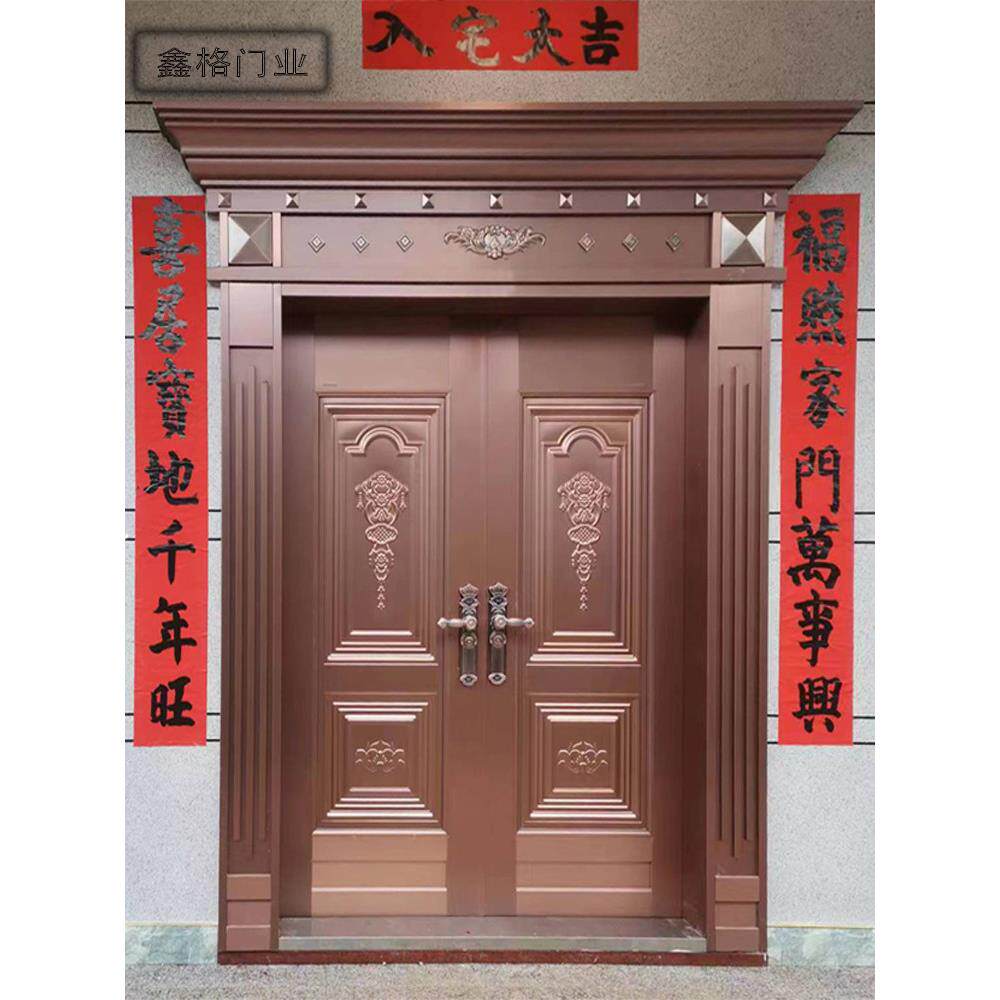 304不锈钢双开门防盗门彷铜门别墅进户农村大门入户家用户外