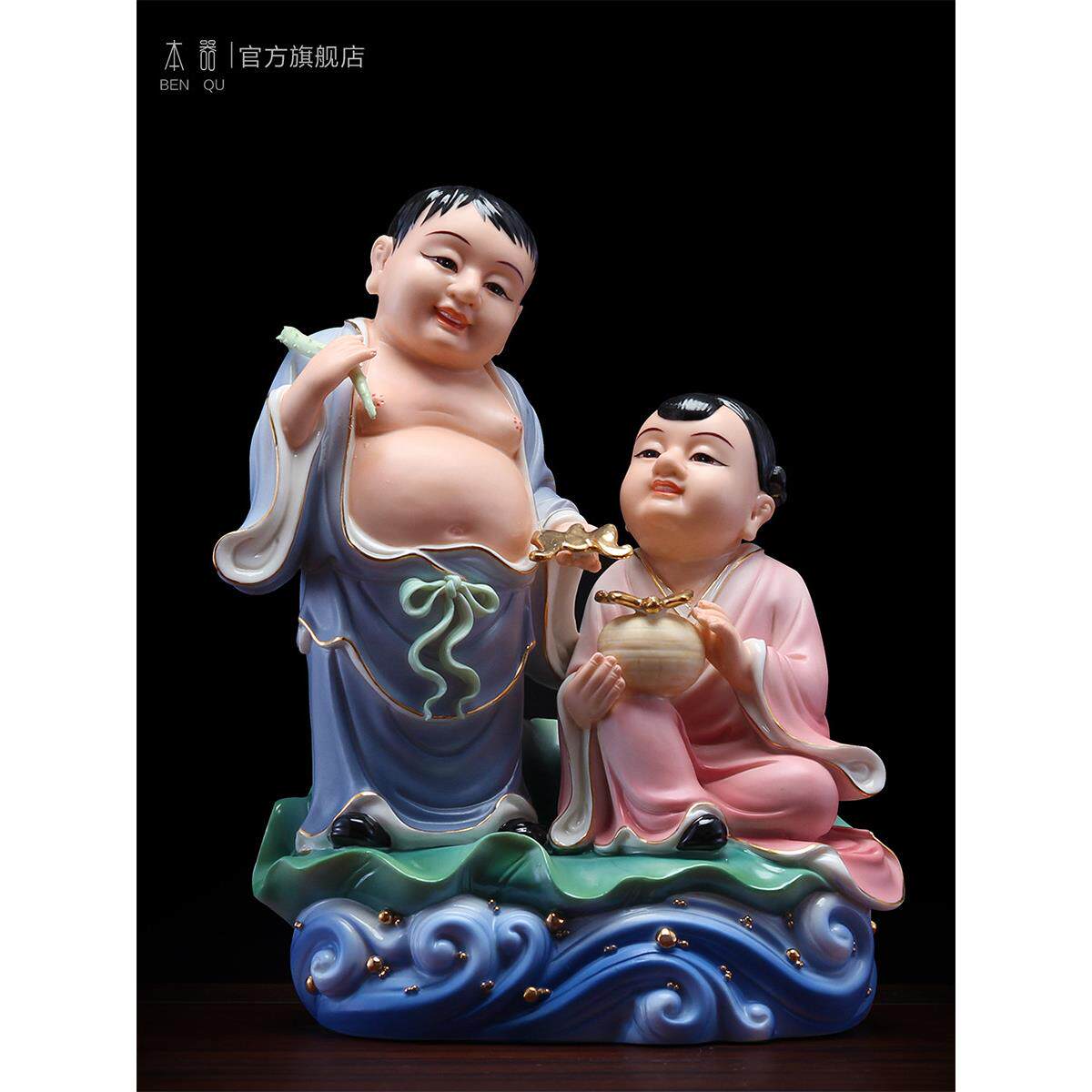 合二圣雕像陶瓷佛像家拜饰品合二圣结结婚工艺礼品