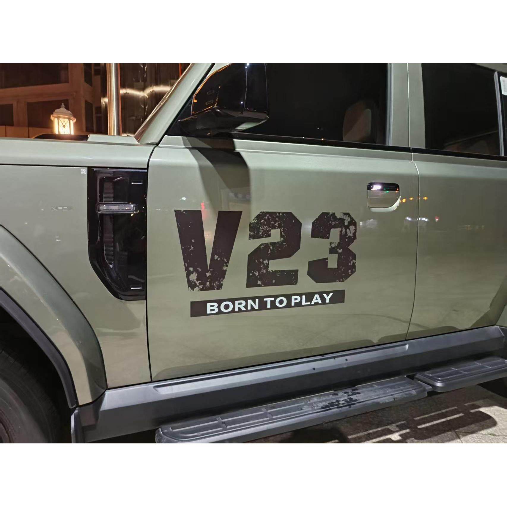 奇瑞iCAR V23汽车贴纸车身拉花个性腰线彩条改装侧裙装饰贴画图片