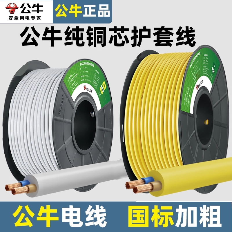 公牛电源插头延长线防水防晒防冻电线电缆RVV户外软线三3心纯铜芯