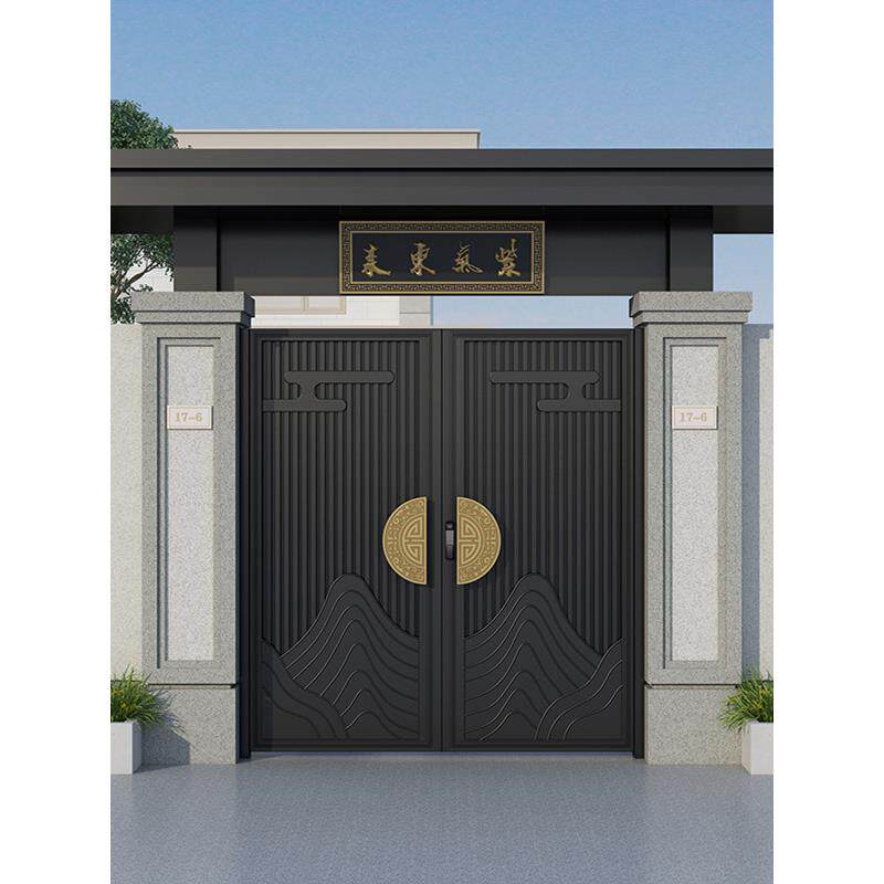 铝合金别墅庭院大门自建房单双开电动门小区铁门花园院墙珊栏门楼