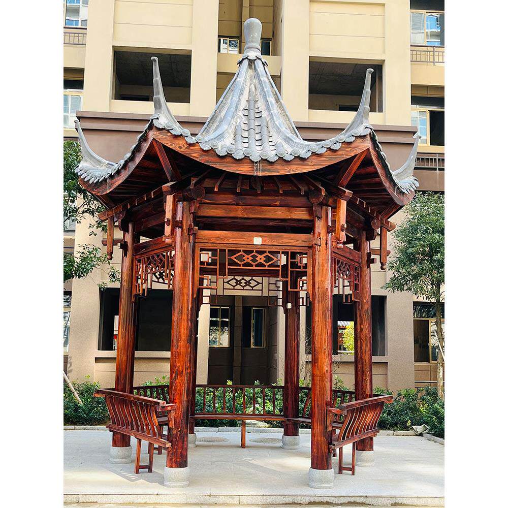 防腐木户外庭院古建凉亭加厚四角六角室外葡萄架花园别墅实木长廊