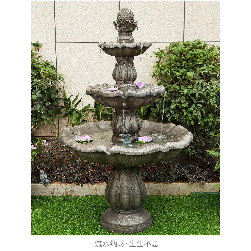 假山流水生财喷泉摆件户外循环水池庭院花园别墅落地莲花景观装饰