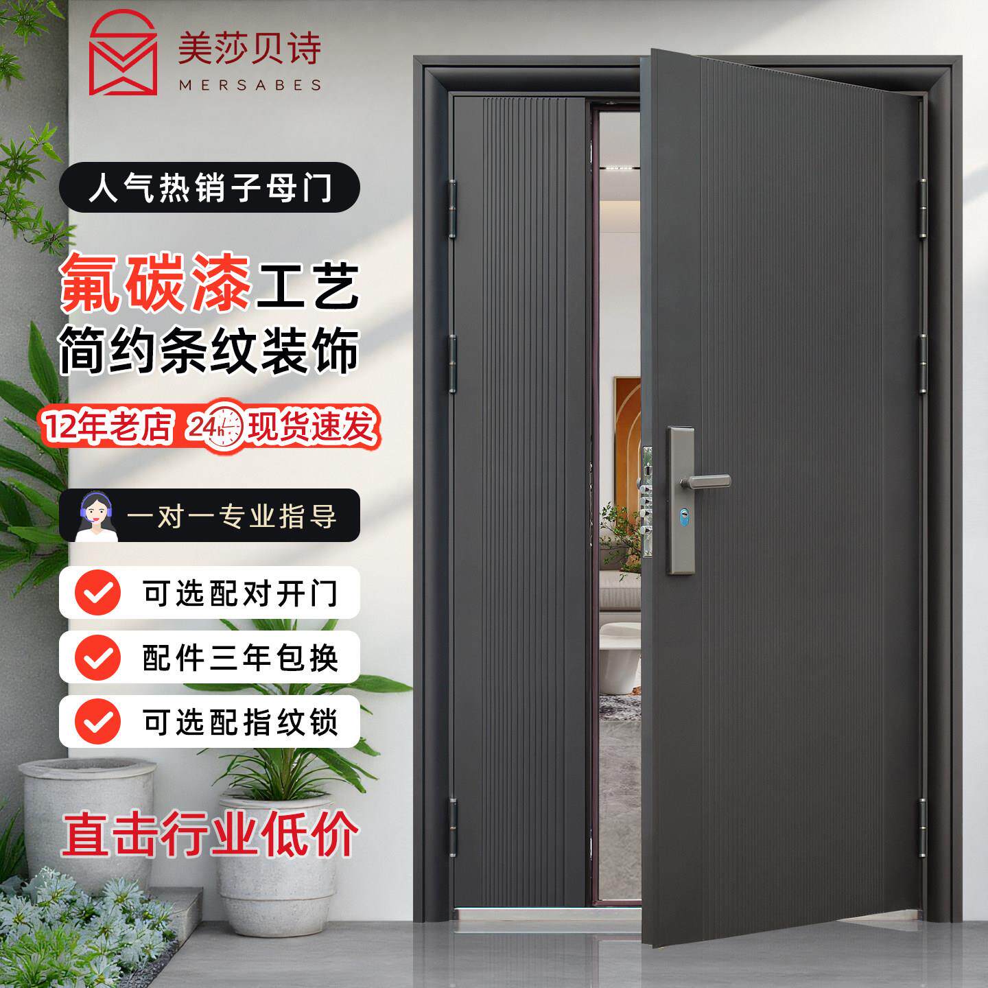 子母门入户门防盗门进户门家用室外对内双门农村自建房别墅大门