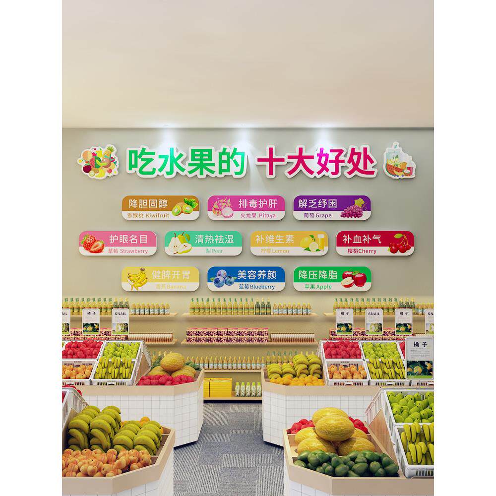 网红水果店墙面装饰用品大全创意店门广告牌贴纸海报贴画装修布置