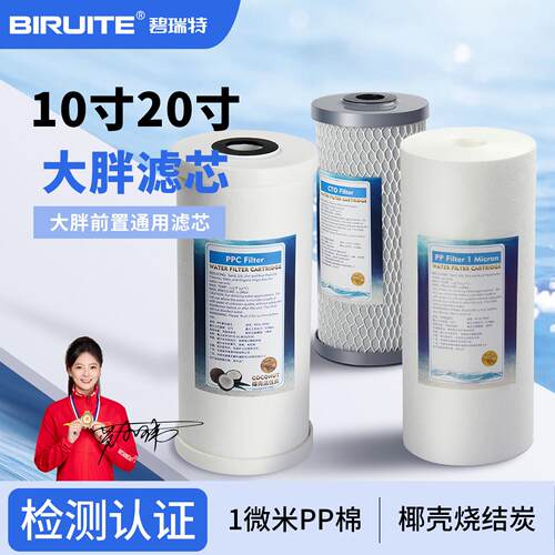 10寸20寸大胖pp棉熔喷滤芯椰壳烧结炭全屋中央净水前置过滤大蓝瓶
