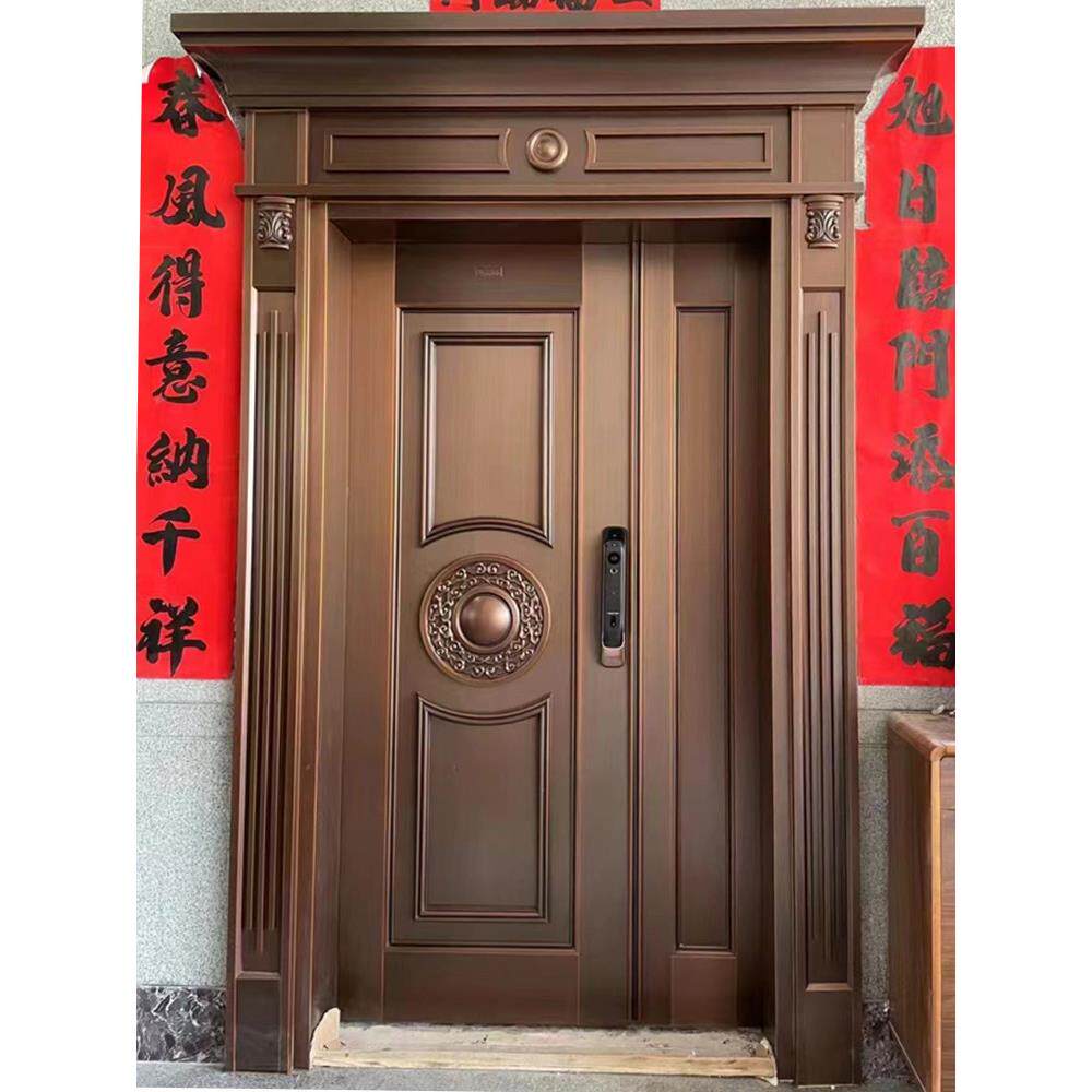 铜门别墅大门小区入户门甲级防盗门单门子母门工厂定制纯铜子母门