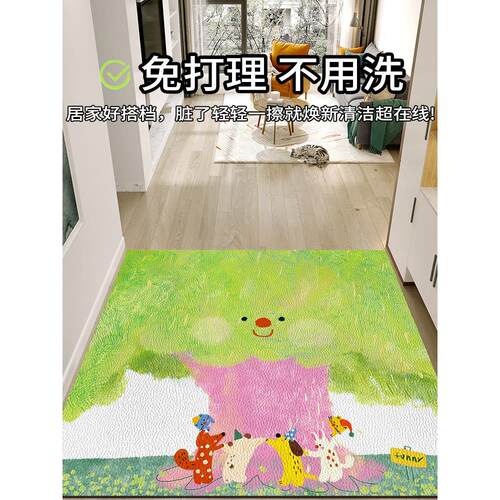 入户门地垫新款家用门厅防滑脚垫皮革免洗耐脏地毯pvc可擦可裁剪
