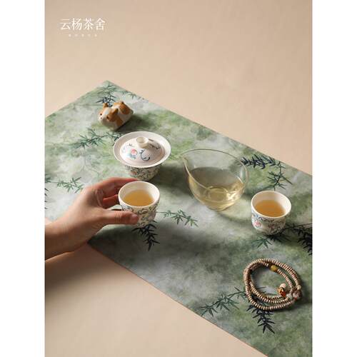 云杨茶舍新中式茶席双面防水垫子隔热防烫茶桌垫布新款干泡台茶垫