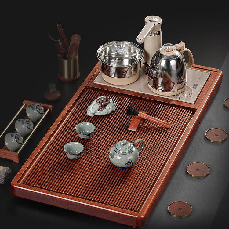 神雕厂红木茶盘架全自动一体式实木茶几家用红木简易功夫茶具