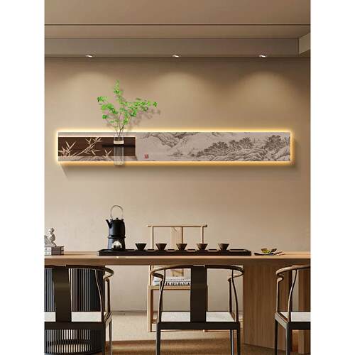 宋代美学茶室氛围布置装饰画新款高级感山水画客厅沙发背景墙挂画