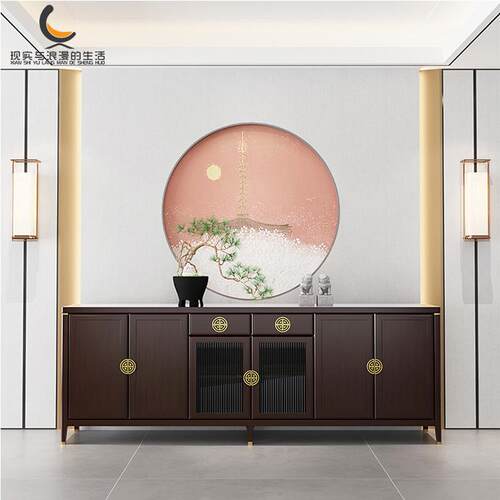 餐具柜新中式乌木实木家居墙客厅入口柜储物柜储物长柜茶柜