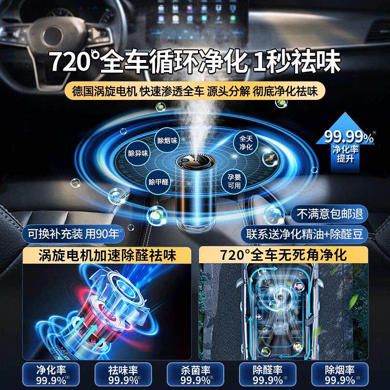 车载空气净化器新车除异味除甲醛车内专用去喷雾加湿汽车用香薰机