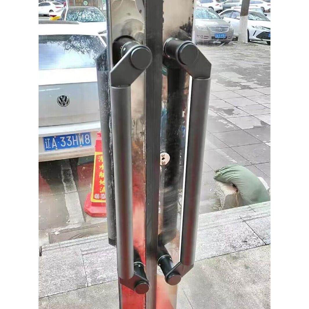 有无框不锈钢刀头型玻璃门拉手侧装玫瑰金斜拐脚黑钛金大木门把手