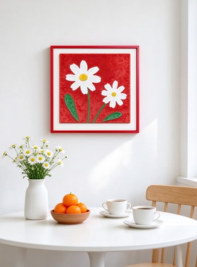 《两白花》治愈系拼布画送女生闺蜜生日礼物卧室床头小清新装饰画