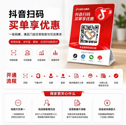抖音扫码云闪付支付宝微信收款牌