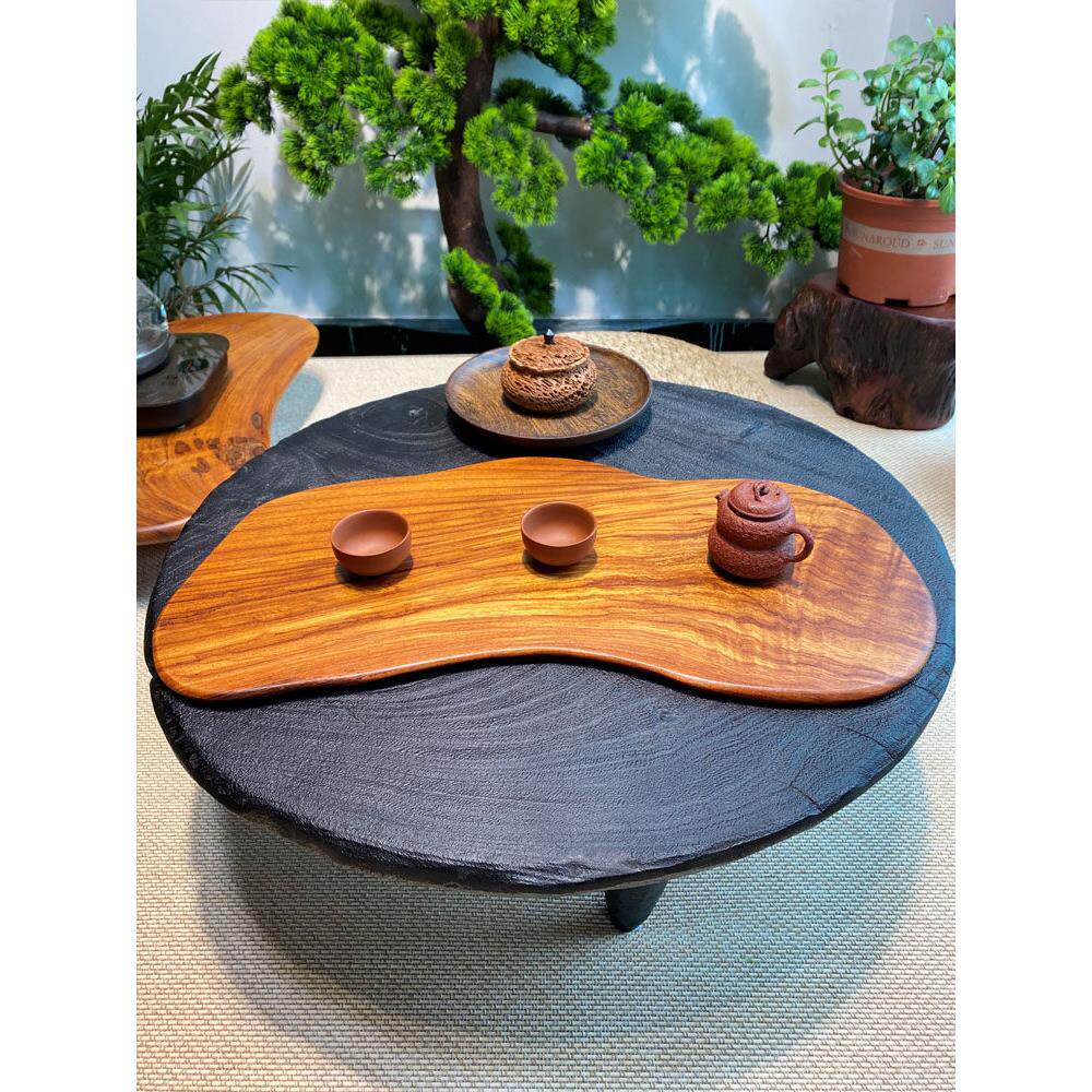 酸枝木干泡台茶盘覆古风手工托盘原木家用实木花梨木茶台创意茶具