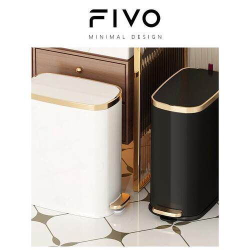 FIVO垃圾桶家用新款不锈钢客厅轻奢厨房带盖脚踩高颜值卫生间厕所