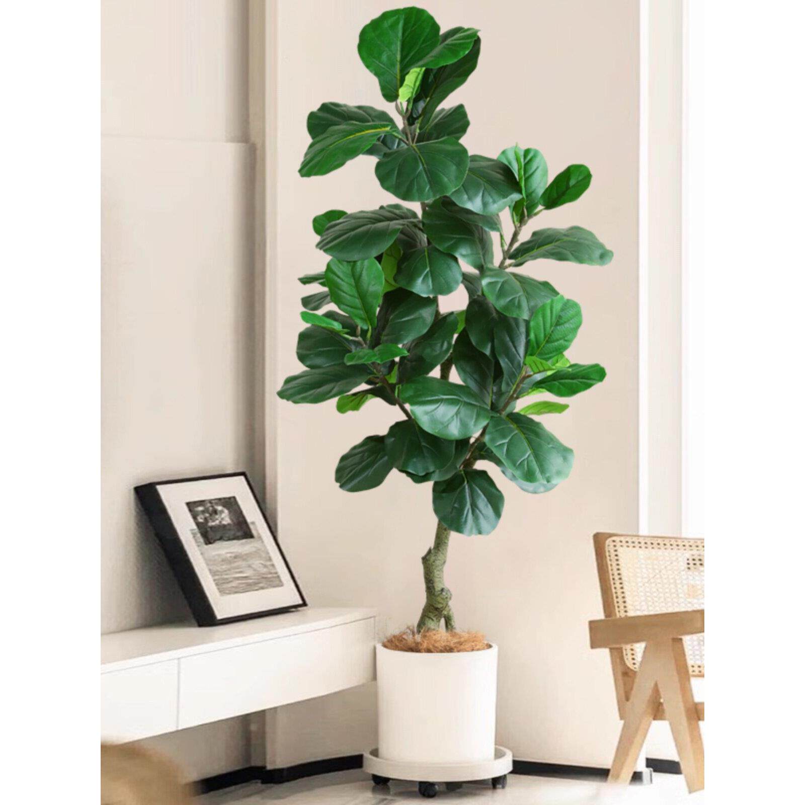模拟绿色植物叶片无花果大型彷生假绿色植物盆栽室内客厅落地式装