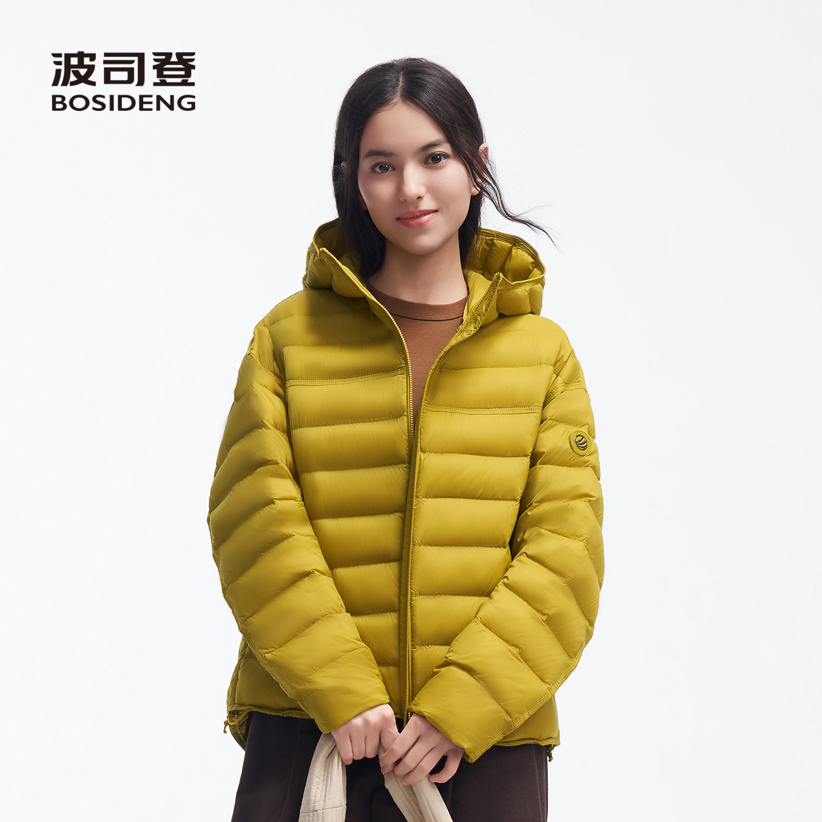 波司登女连帽90鹅绒短款羽绒服