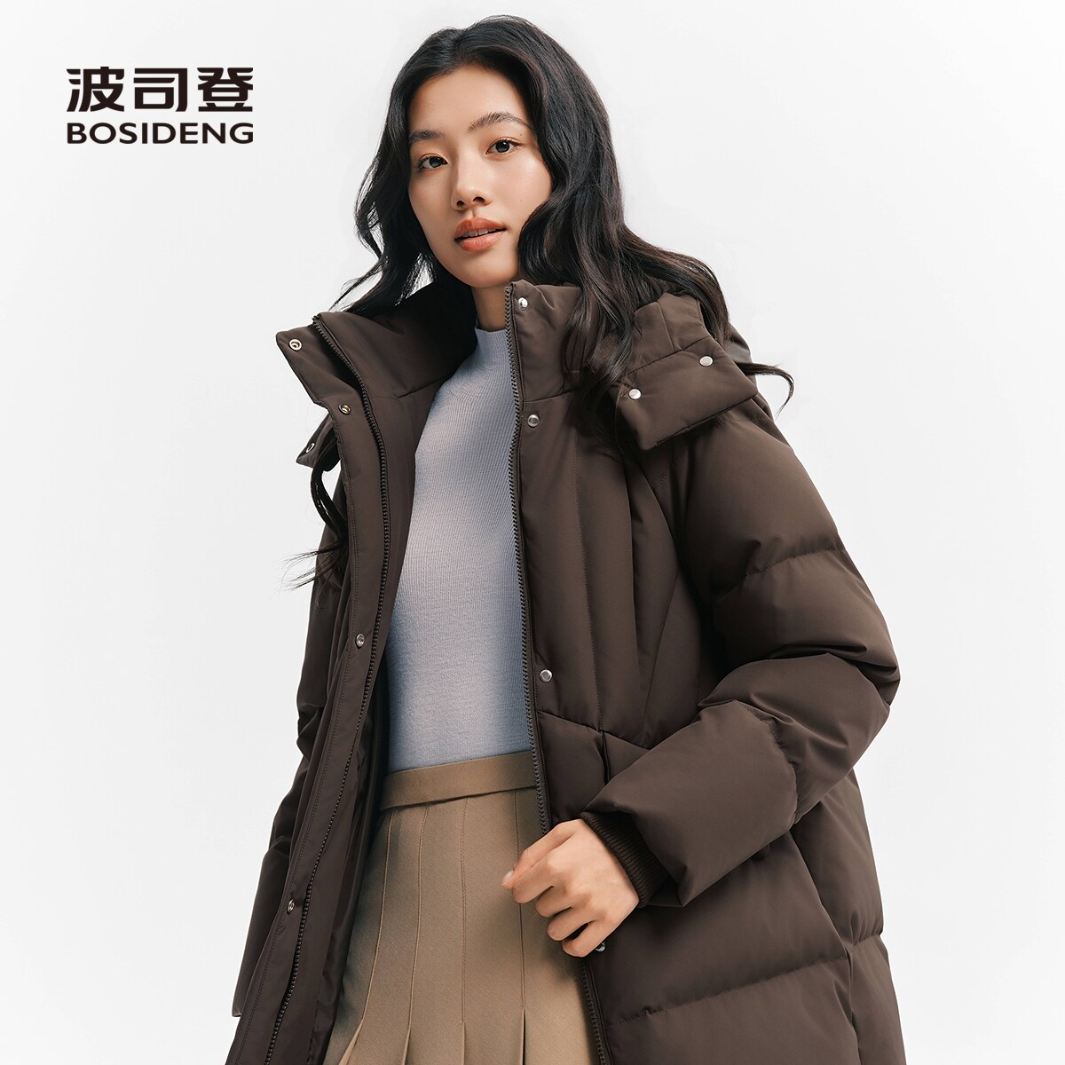 波司登2026新款连帽羽绒服女中长款保暖外套经典爆款