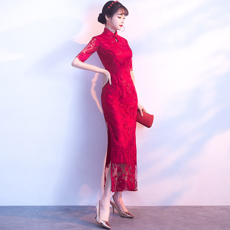 2026新款红色新娘敬酒服旗袍修身长款复古中国风中式结婚礼服裙女