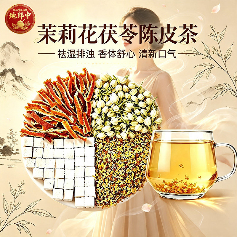 地郎中茉莉茯苓陈皮茶组合中草药材祛湿排浊茶香体女生养生茶no8