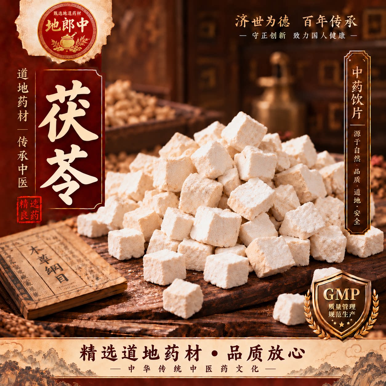 地郎中正宗药用茯苓250g中药饮片中药材抓配官方大药房旗舰店NO3
