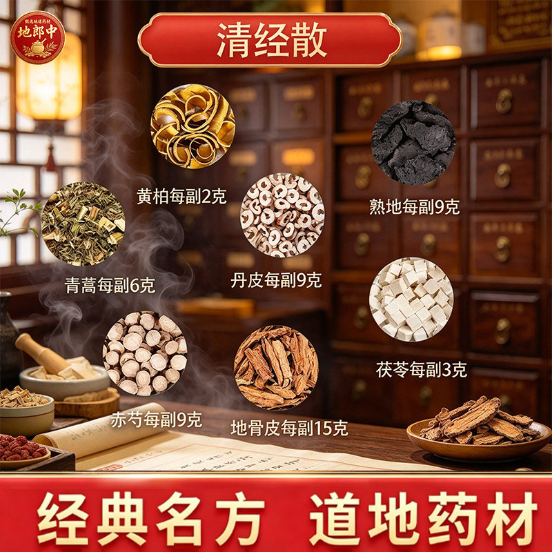 清经散原料中药饮片丹皮地骨皮赤芍熟地青蒿白茯苓黄柏中药材no8