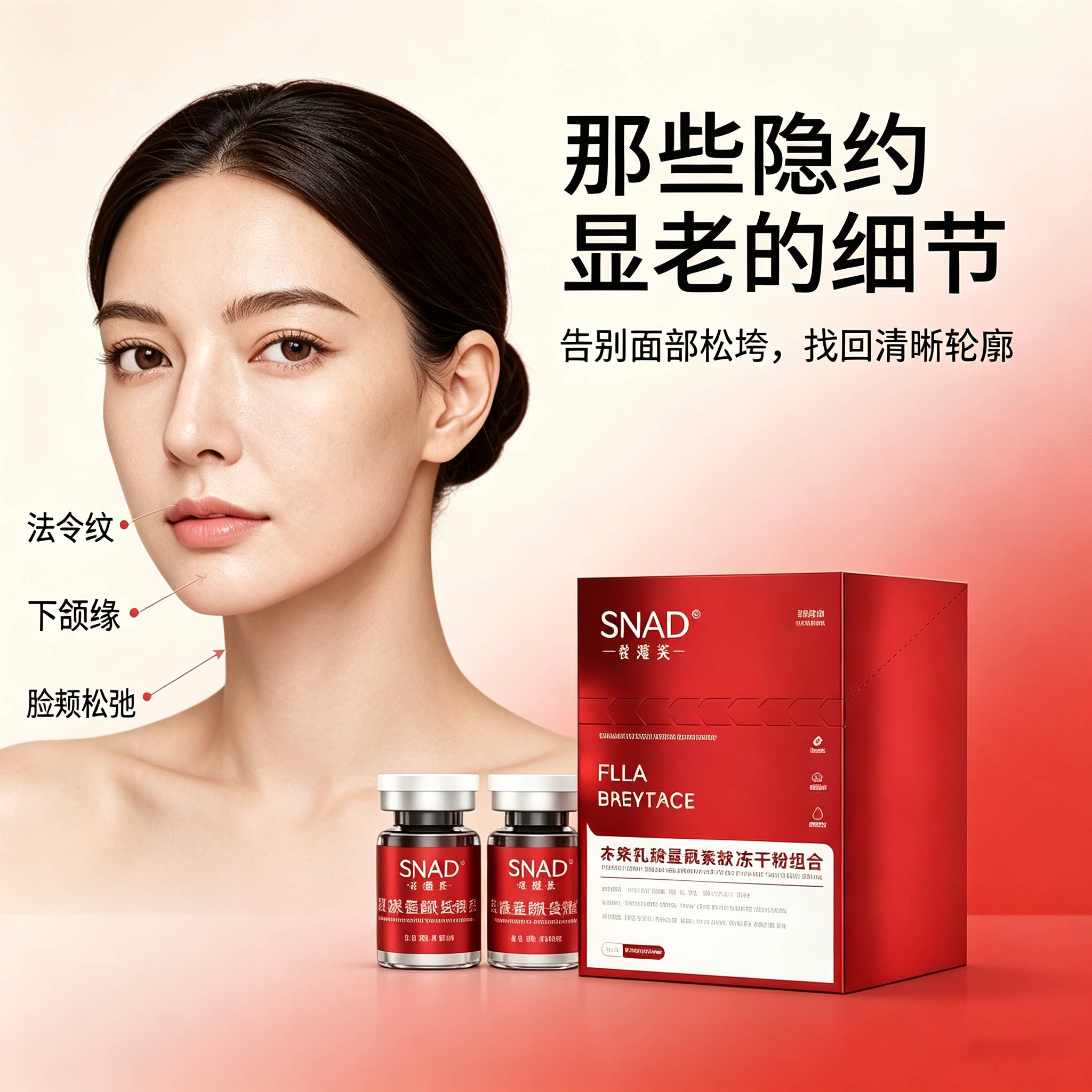 轻媛美玻尿酸补水保湿淡化法令纹抗衰老面部护理精华紧致抗皱女性